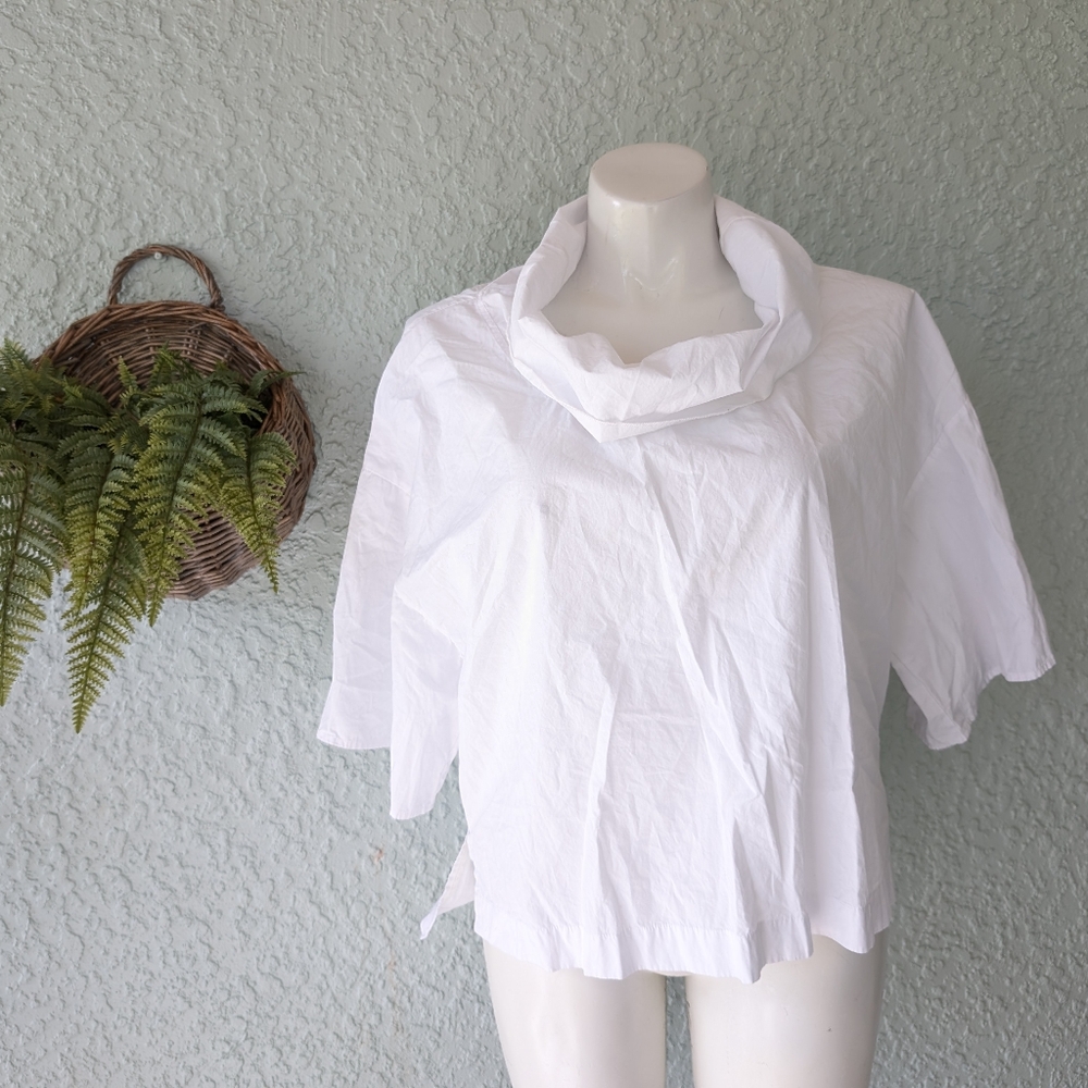 Ozai n ku cowl neck blouse high‎ lowg55  size L white
